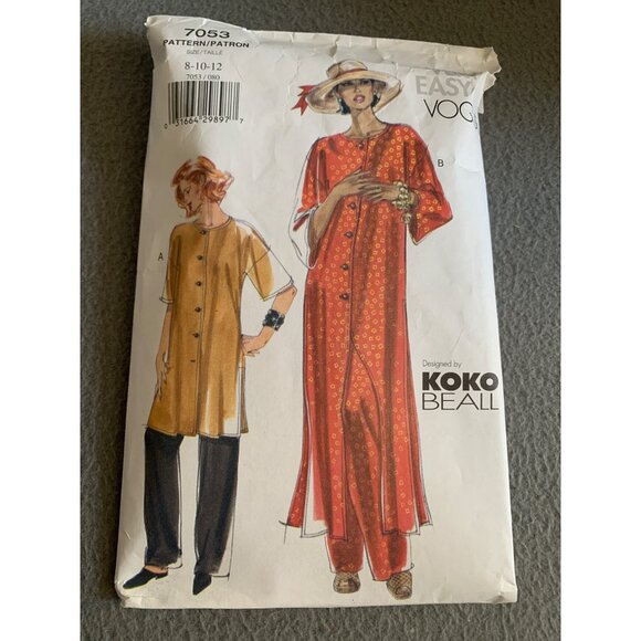 Vogue 7053 Koko Beall Misses Tunic Pants Sewing Pattern Very Easy Fit Size 8-12 - Picture 1 of 2